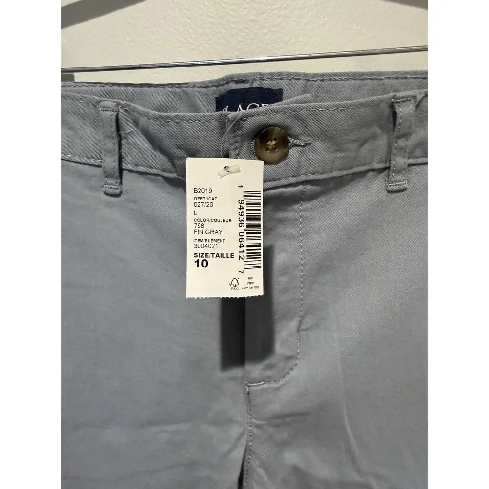 NWT Children's Place Boys Size 10 Fin Gray Chino Dress Pants Adjustable Waist